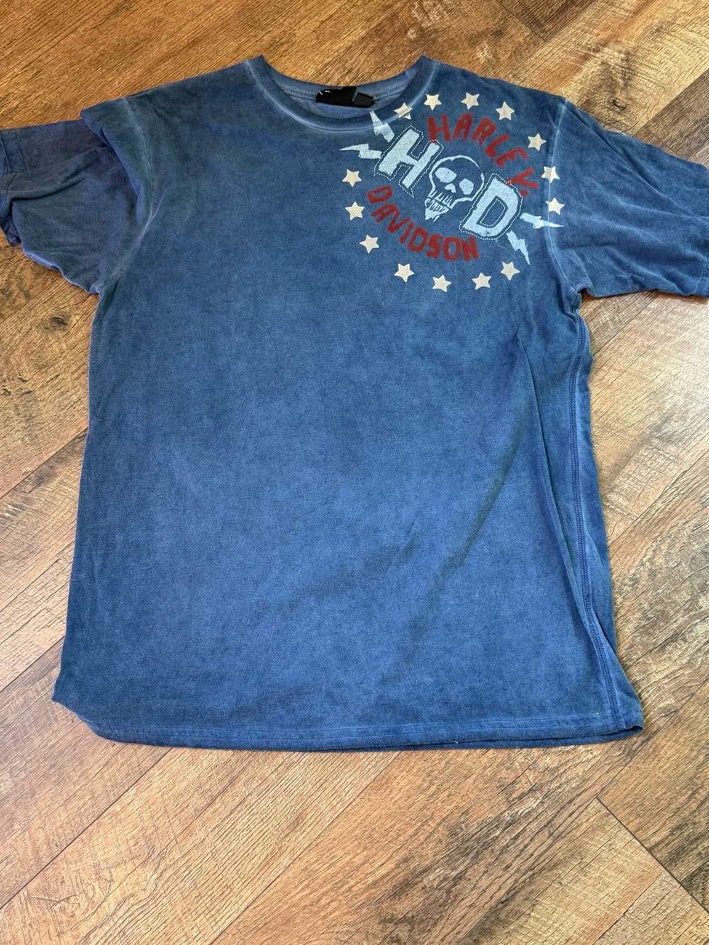 Harley-Davidson Navy Blue Short-Sleeve Graphic Tee with Red Accents